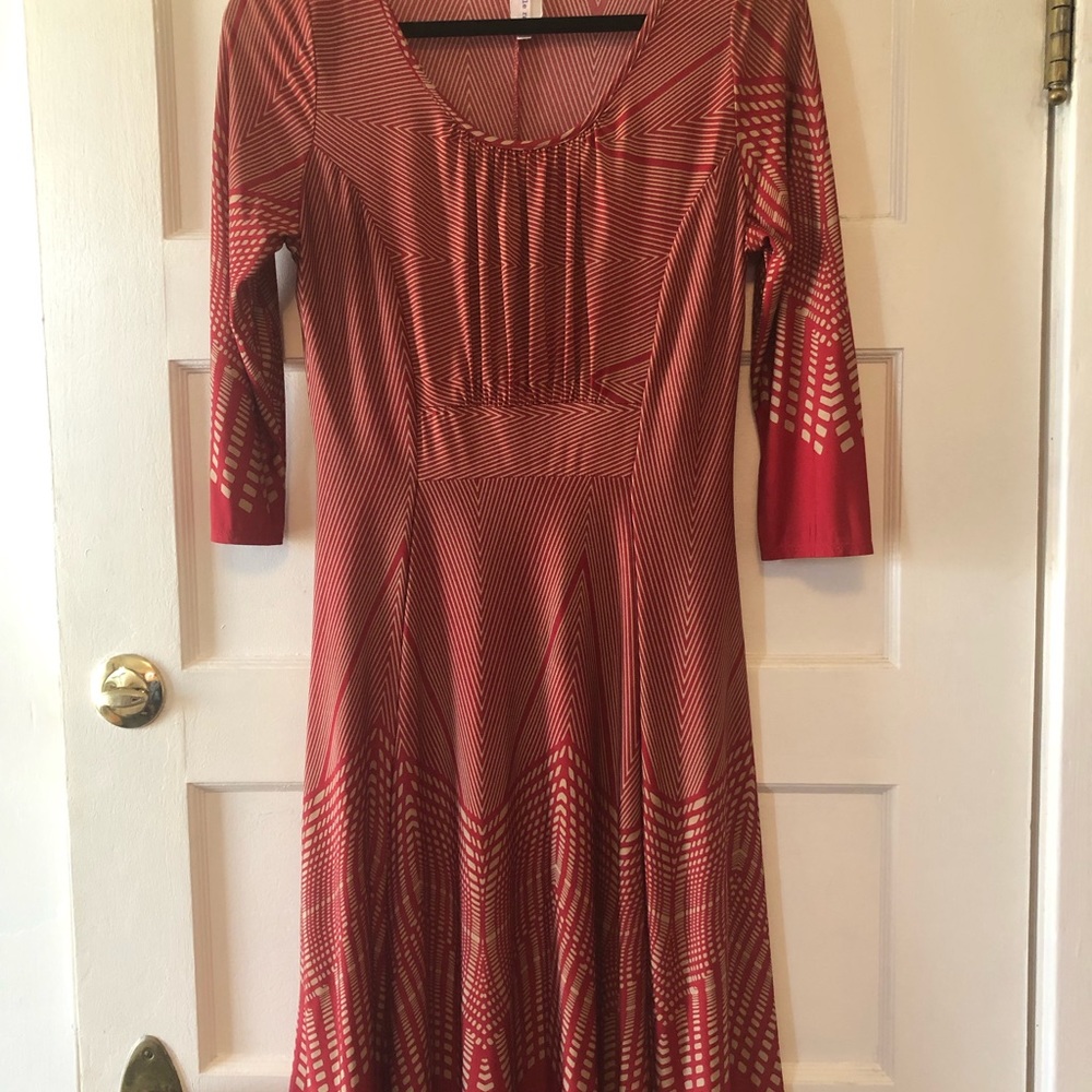 Purple Rain red/taupe dress women’s size M/L